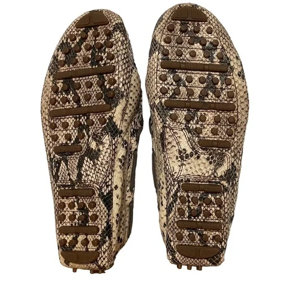 Cole Haan Garnet Leather Snakeskin Driving Mocs Loafers Flats Tassel Size 7.5 - Picture 8 of 15